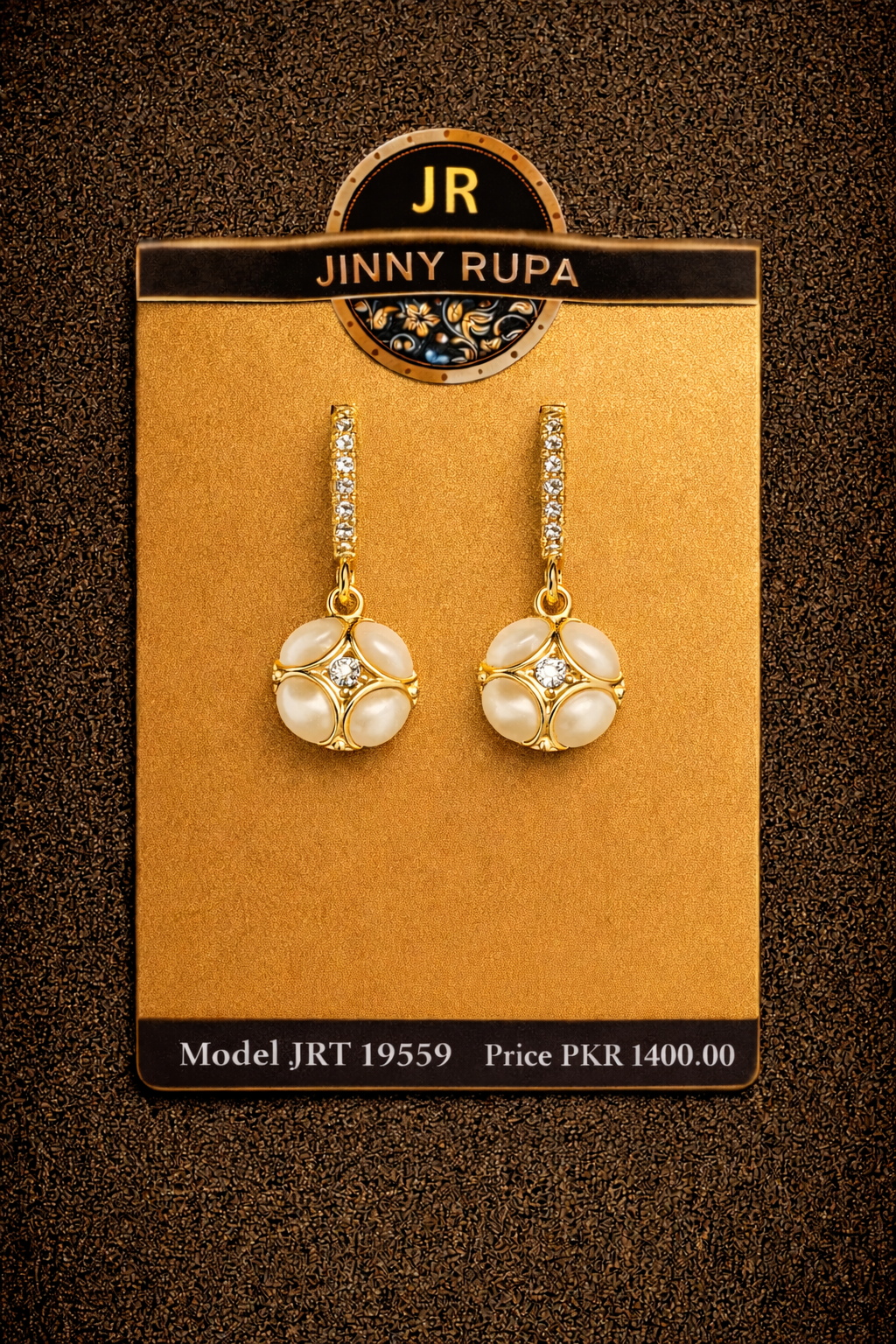 Pearl Bloom Crystal Drop Earrings JRT 19559 - Image 3