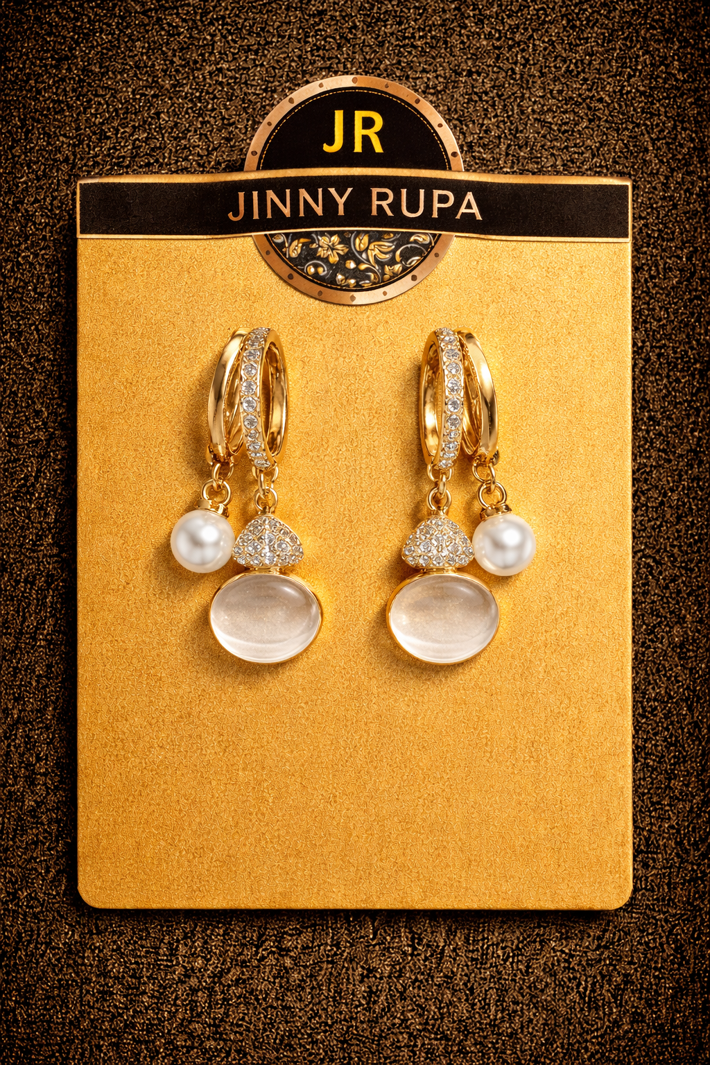 JRT 19561 Jinny Rupa Elegant Pearl Drop Hoop Earrings