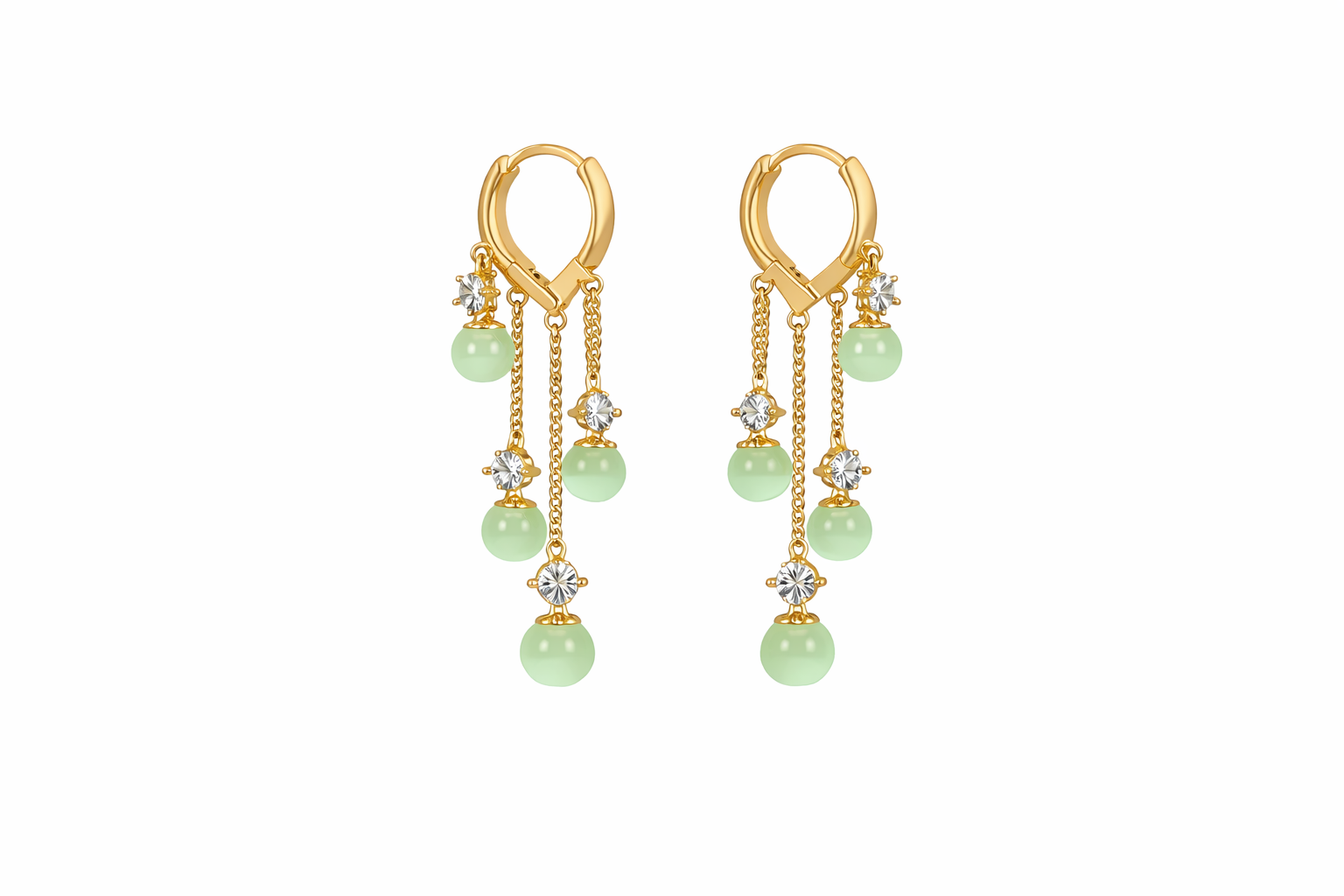 Mint Crystal Cascade Drop Earrings JRT 19566 - Image 5