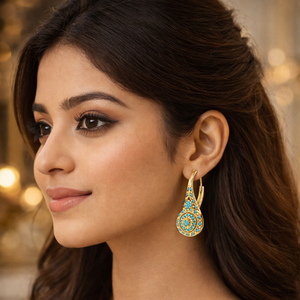 Turquoise Royale Drop Earrings JRT 19573 - Image 6