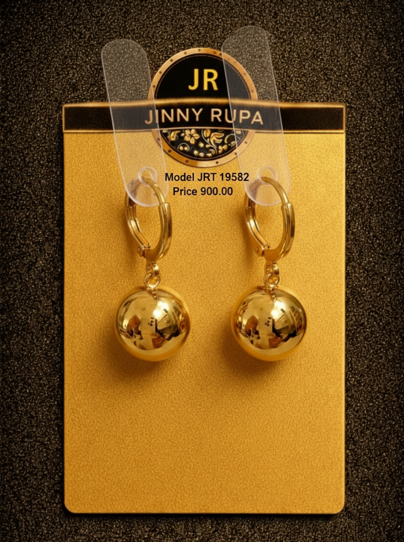 Jinny Rupa JRT19582 Classic Gold Ball Hoop Earrings