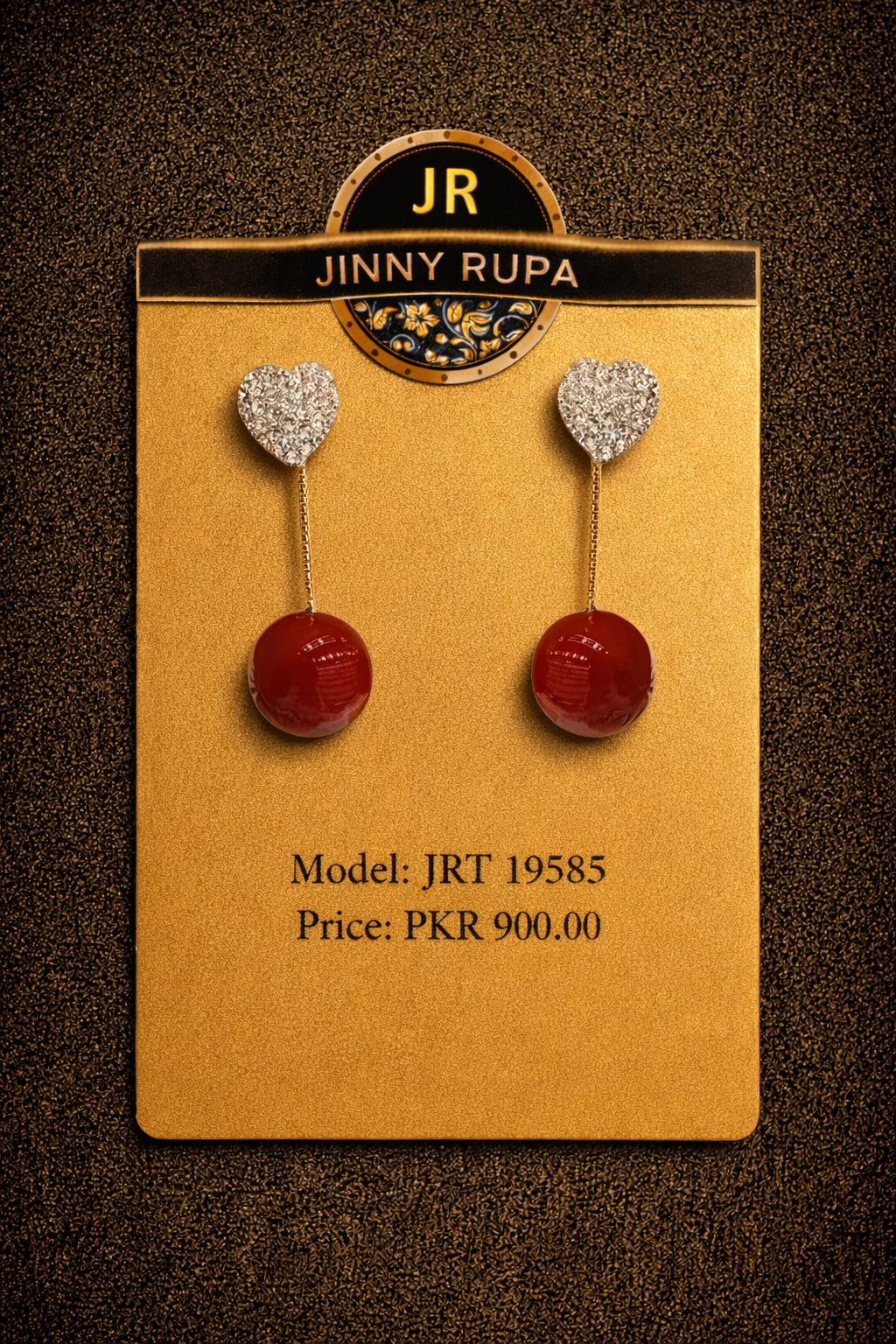 Jinny Rupa Heart Drop Crystal Earrings JRT 19585 - Image 3
