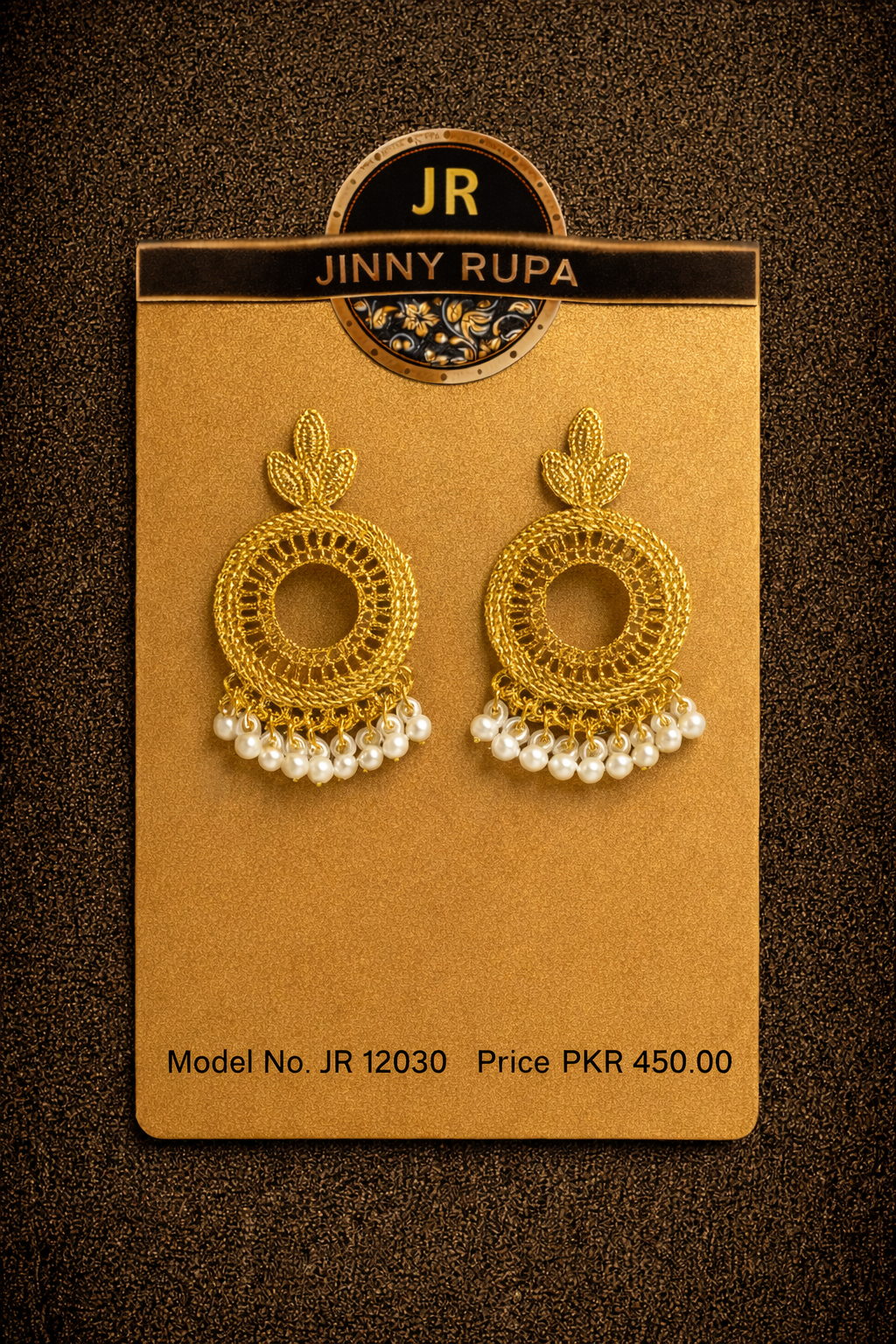 Jinny Rupa Model JR 12030 Traditional Gold Pearl Earrings