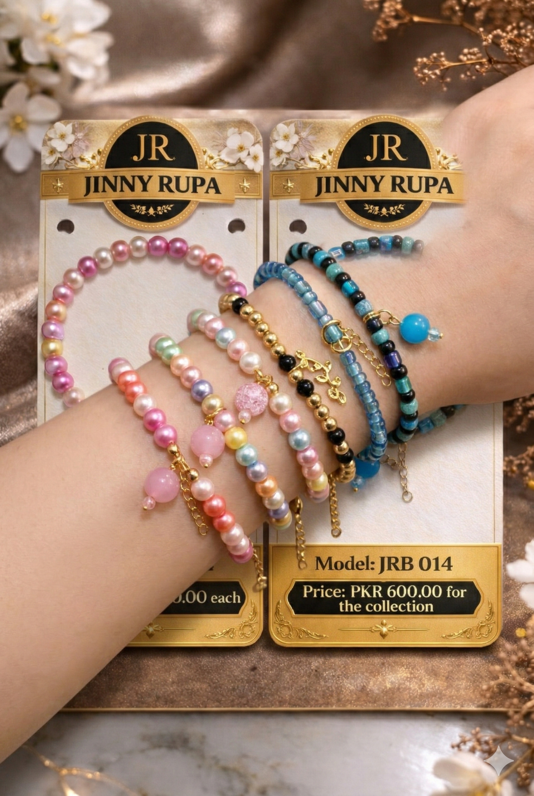 Jinny Rupa Multicolor Pearl Charm Bracelet