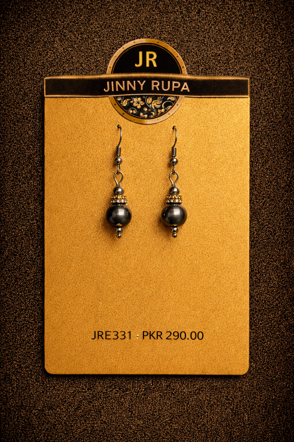 JRE331 Classic Black Bead Drop Earrings