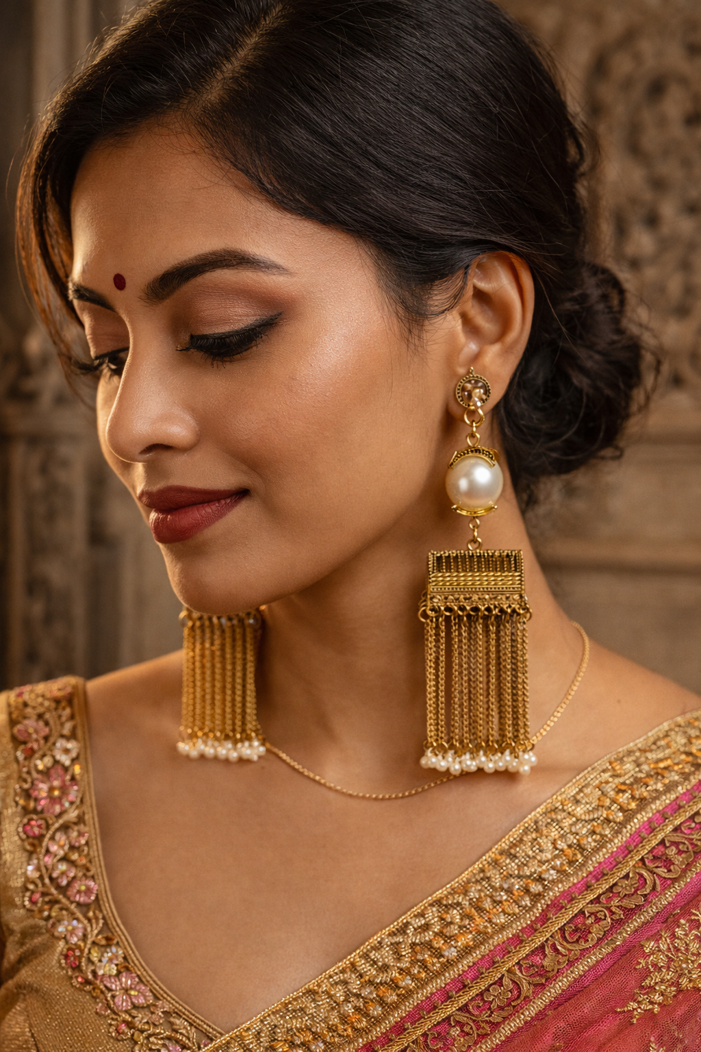 Jinny Rupa Elegant Pearl Tassel Earrings