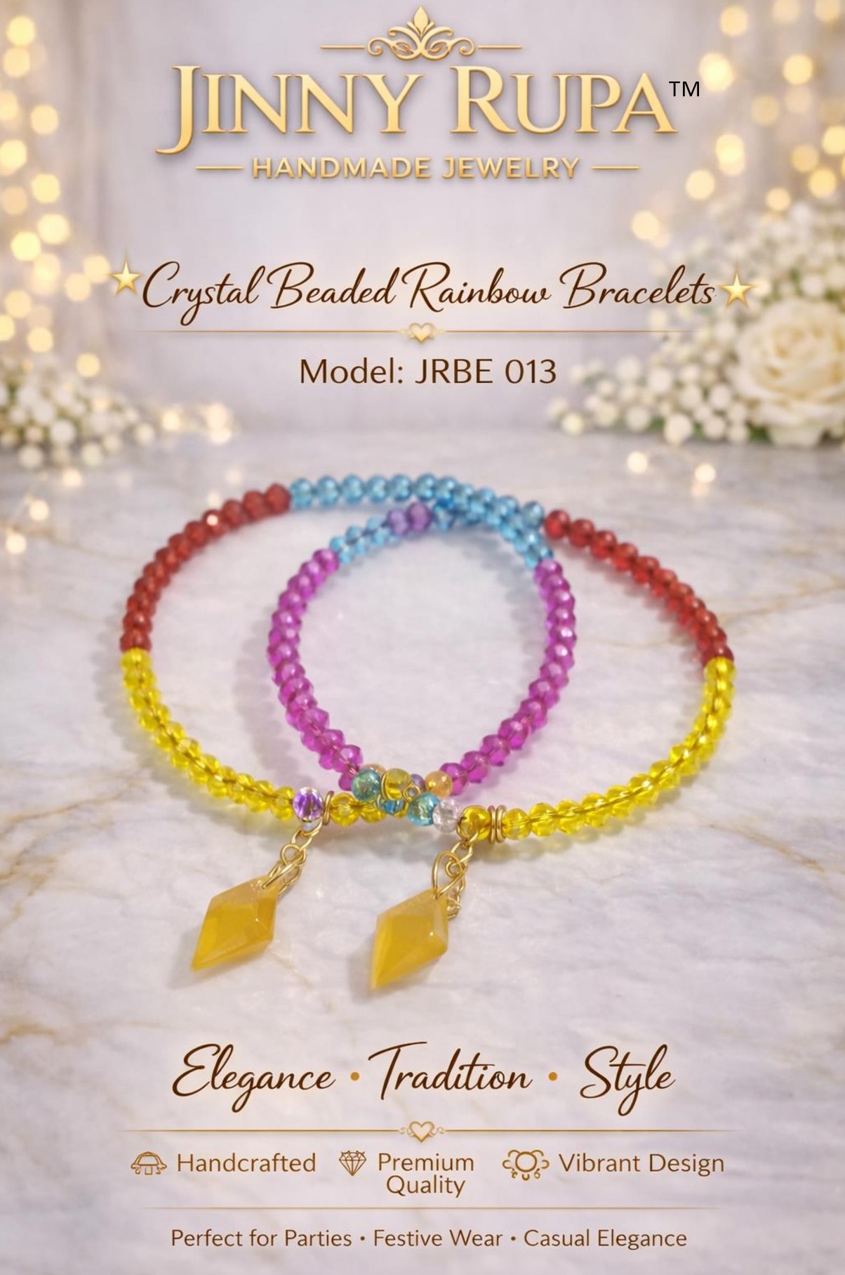 Jinny Rupa Crystal Beaded Rainbow Bracelets