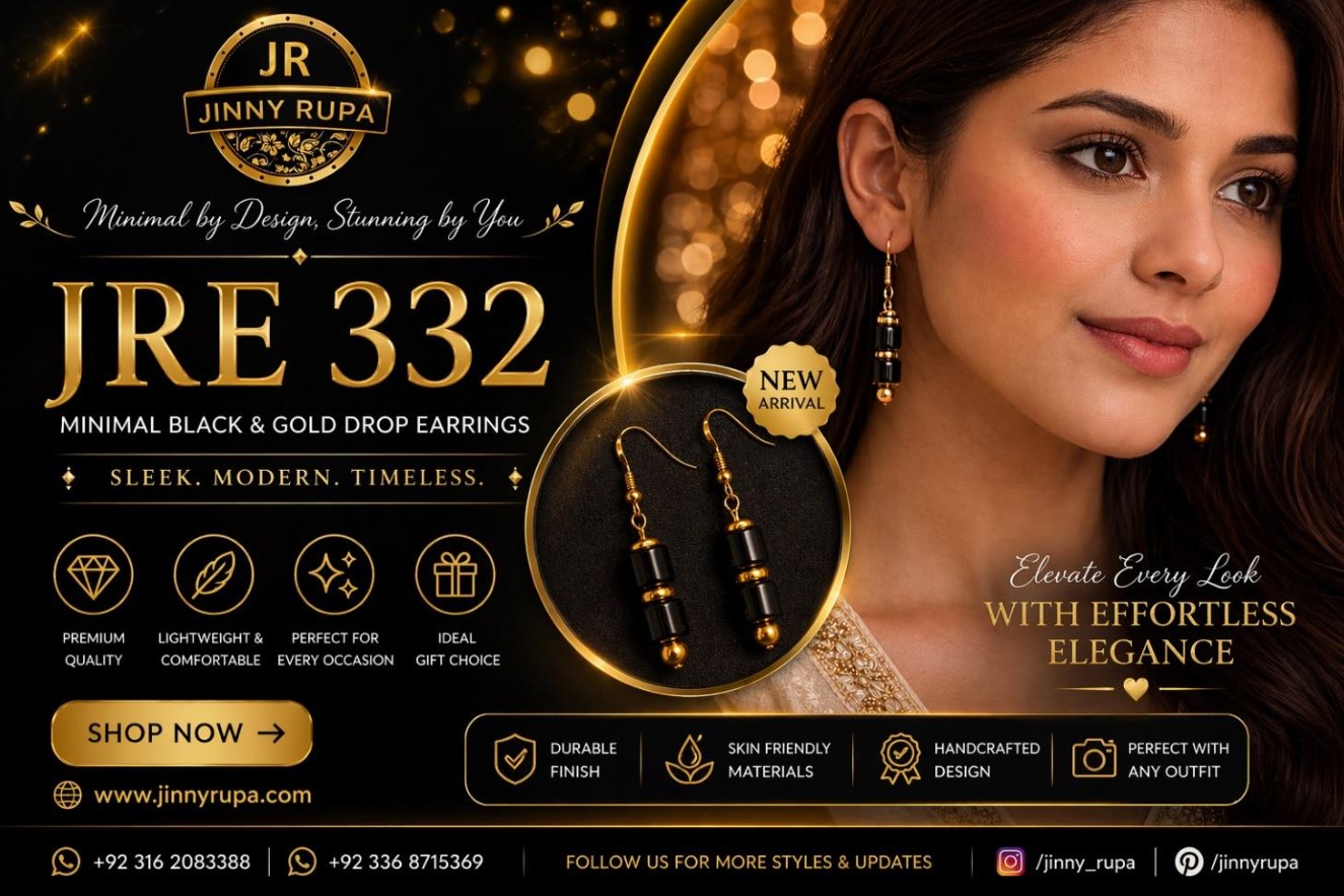 Jinny Rupa Black Gold Drop Earrings