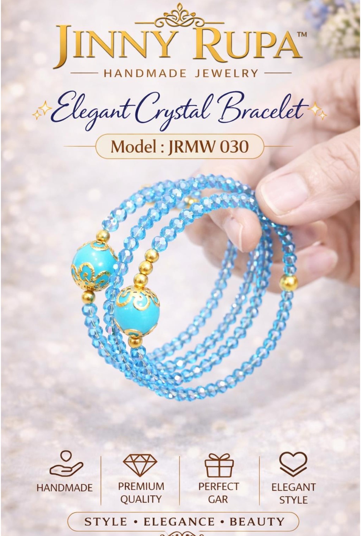 Jinny Rupa JRMW 030 B Handmade Multi-layer Wrap Crystal Bracelet by Jinny Rupa