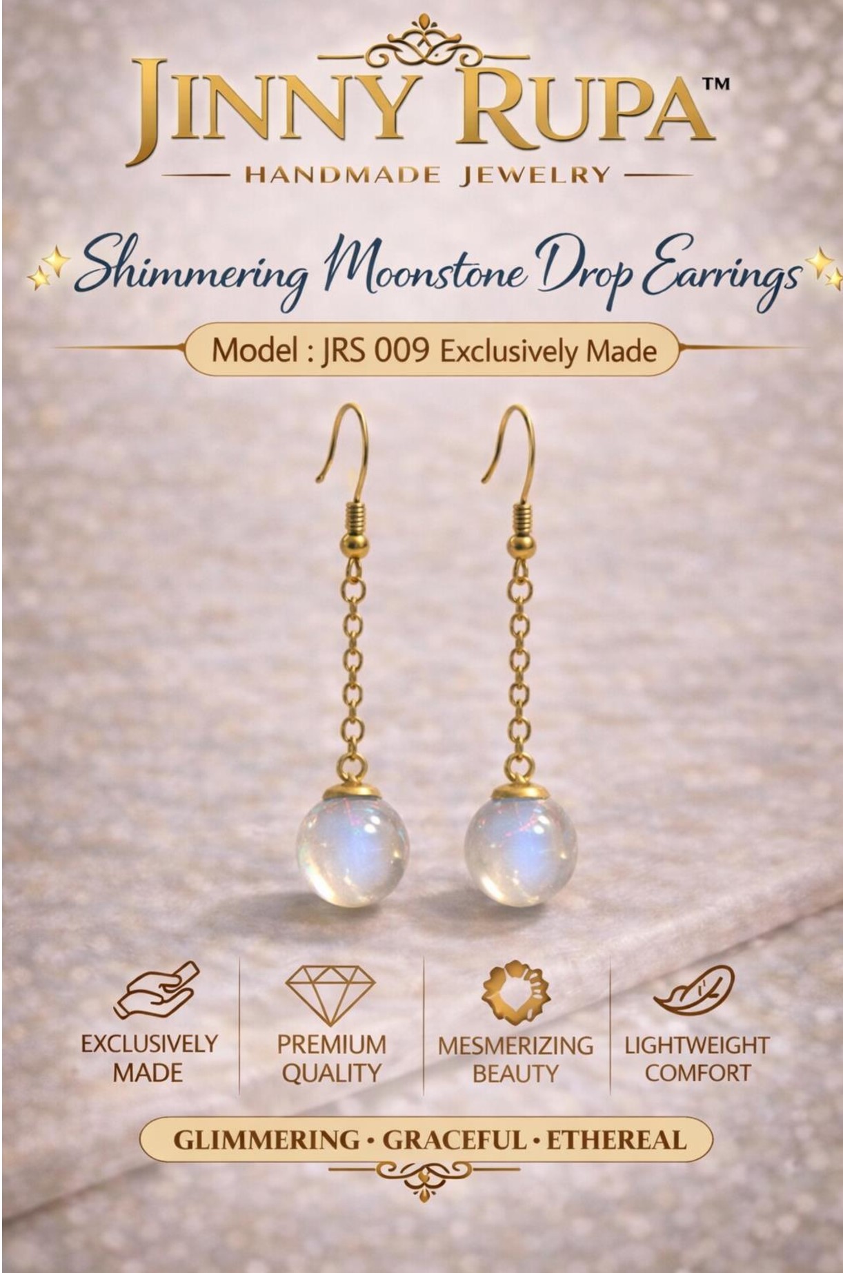 Jinny Rupa Moonstone Drop Earrings