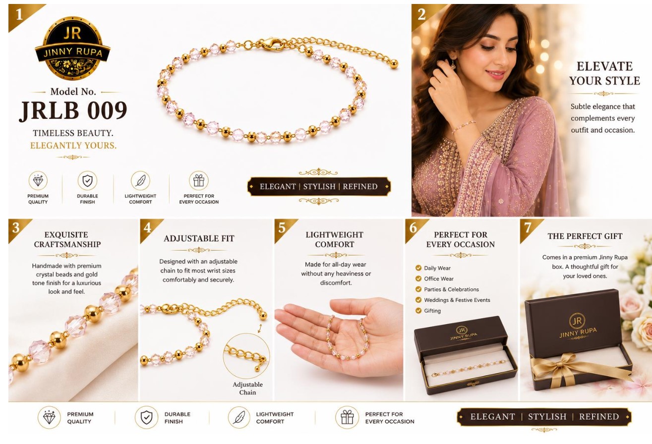 JRLB 009 Crystal Bead Bracelet | Handmade by Jinny Rupa