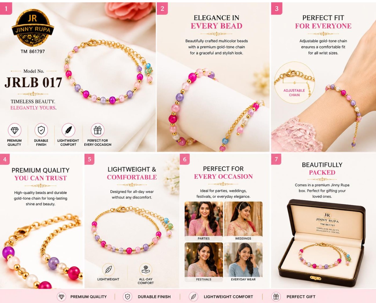 JRLB 017 Multicolor Bead Bracelet