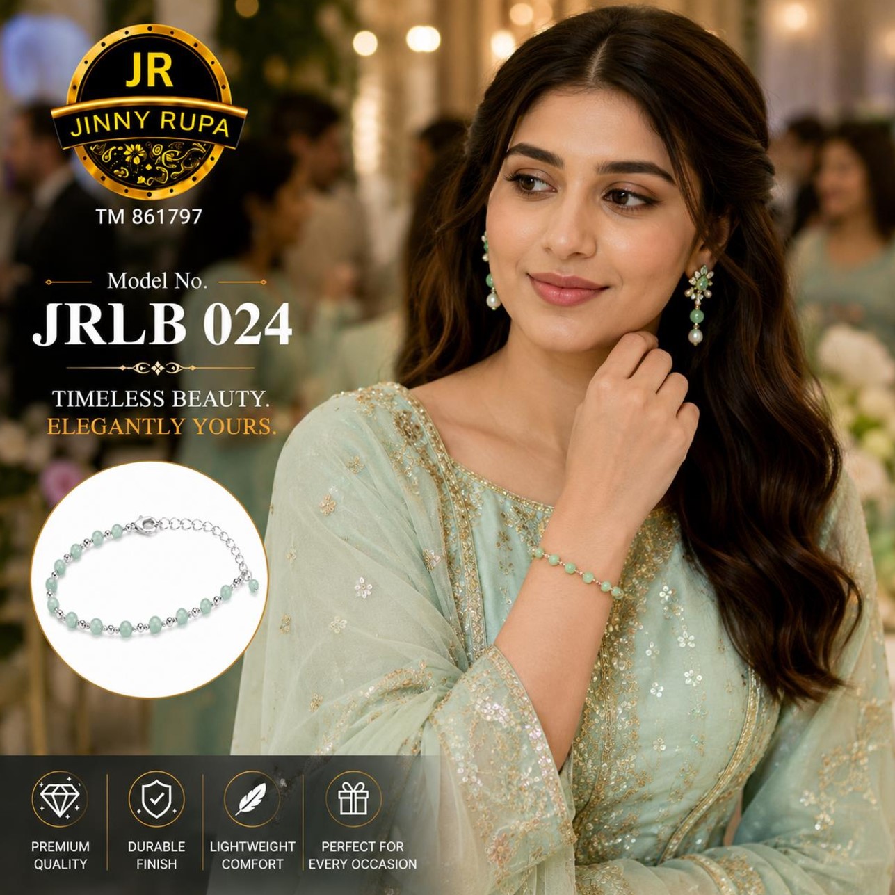 JRLB 024 Handmade Mint Green Bracelet