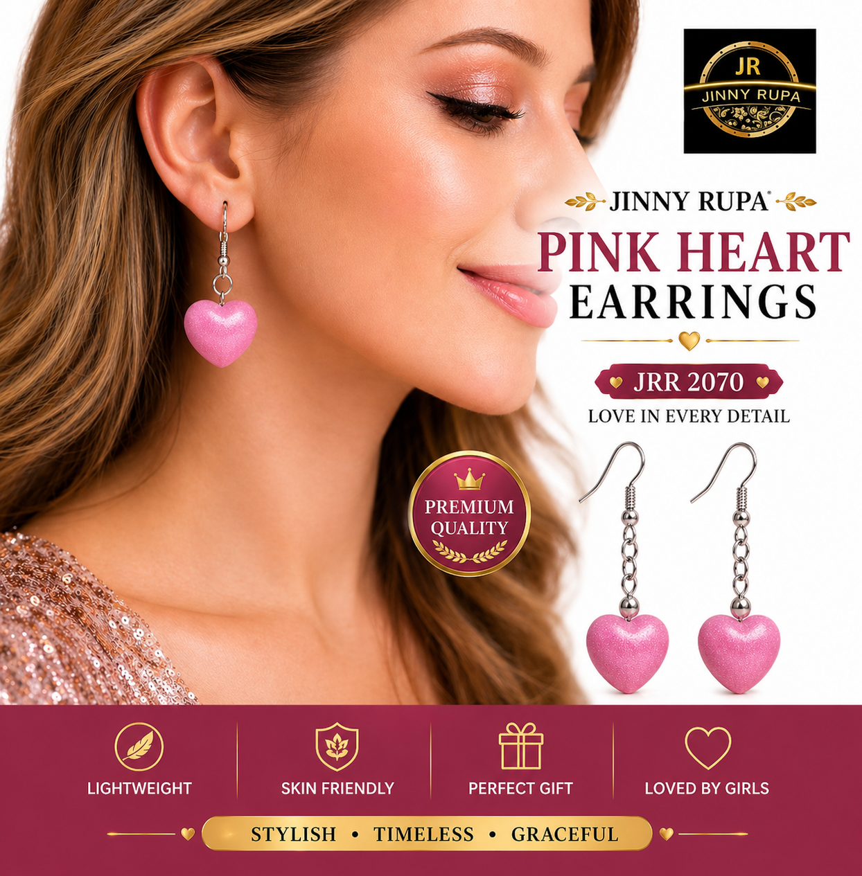 Pink Heart Earrings
