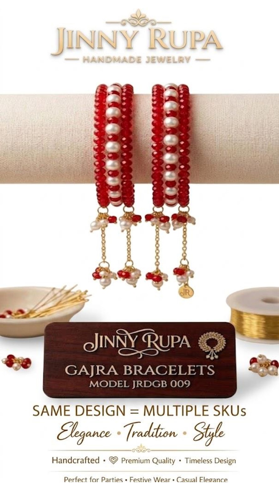Red Crystal Gajra Bracelet