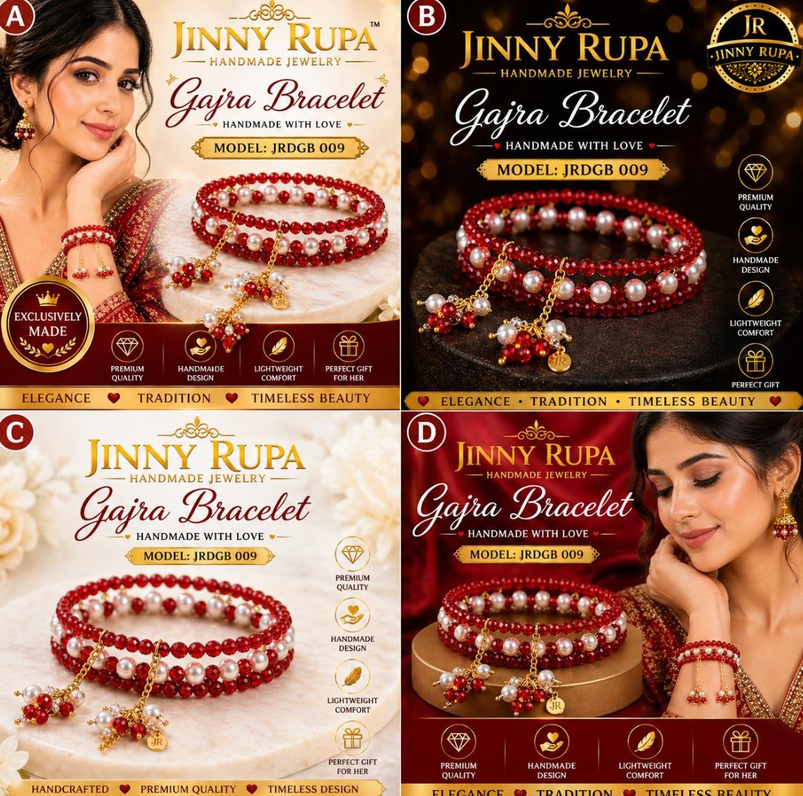 Red Crystal Gajra Bracelet