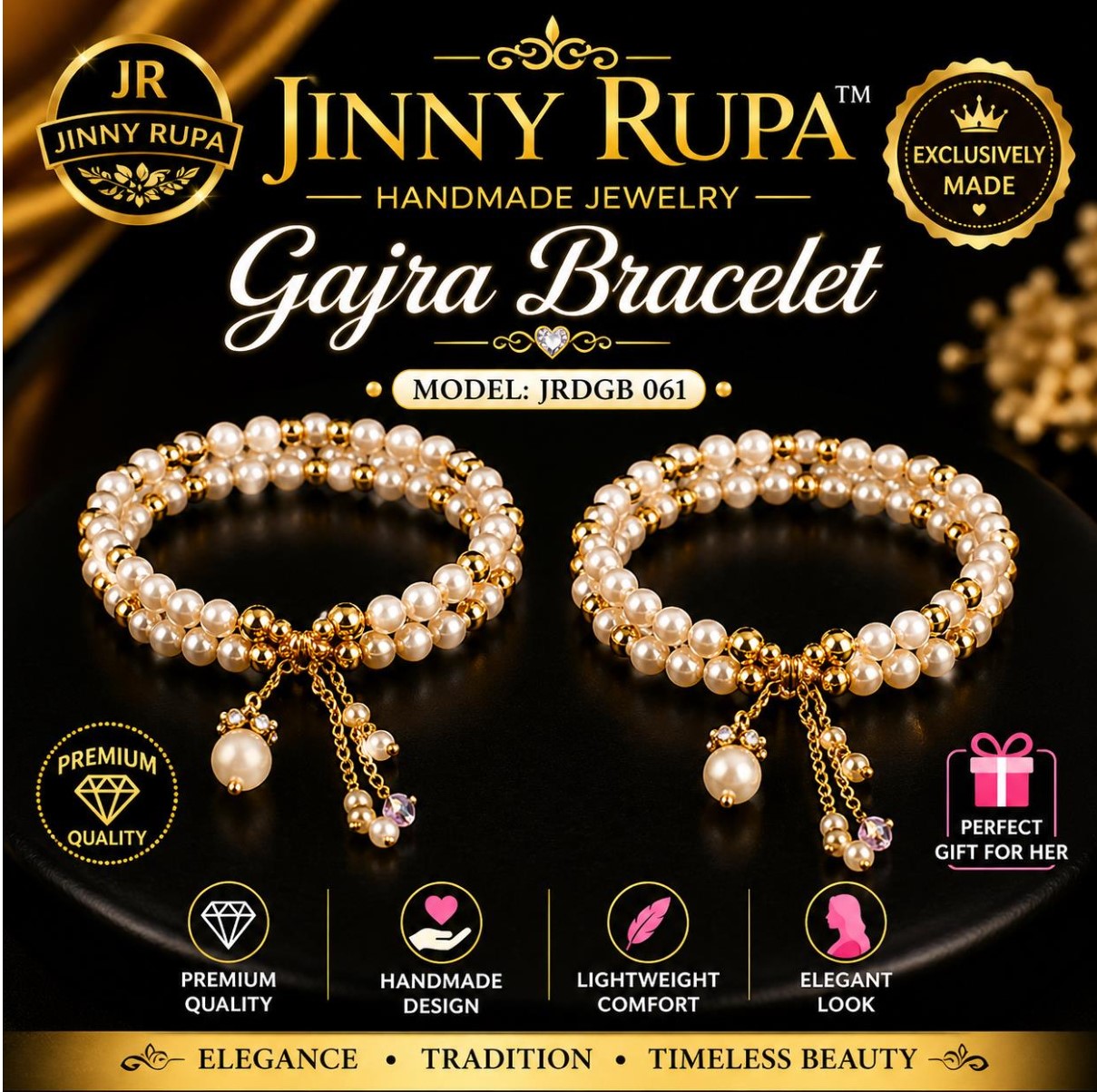 Jinny Rupa Gajra Bracelet JRDGB 061 (A) Handmade Pearl Gajra Bracelet