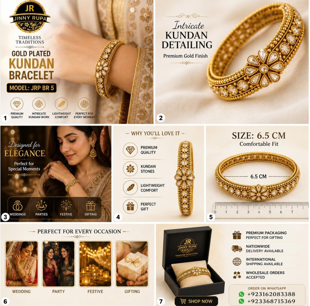 Gold Plated Kundan Bracelet