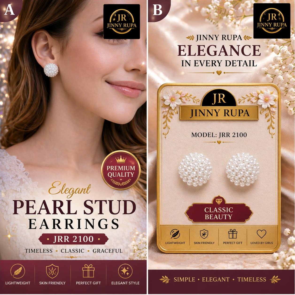 Elegant Pearl Stud Earrings