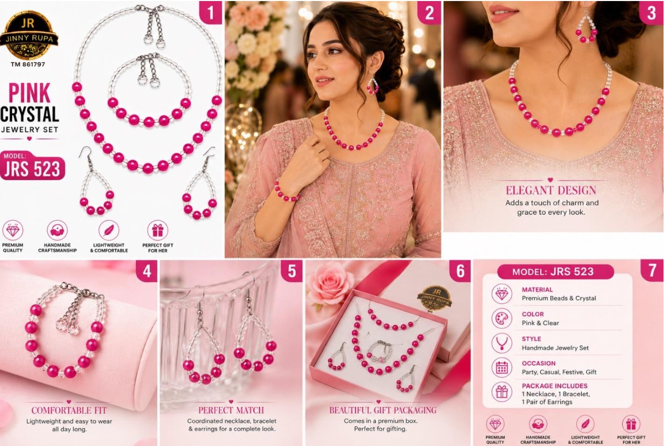 Pink Crystal Jewelry Set