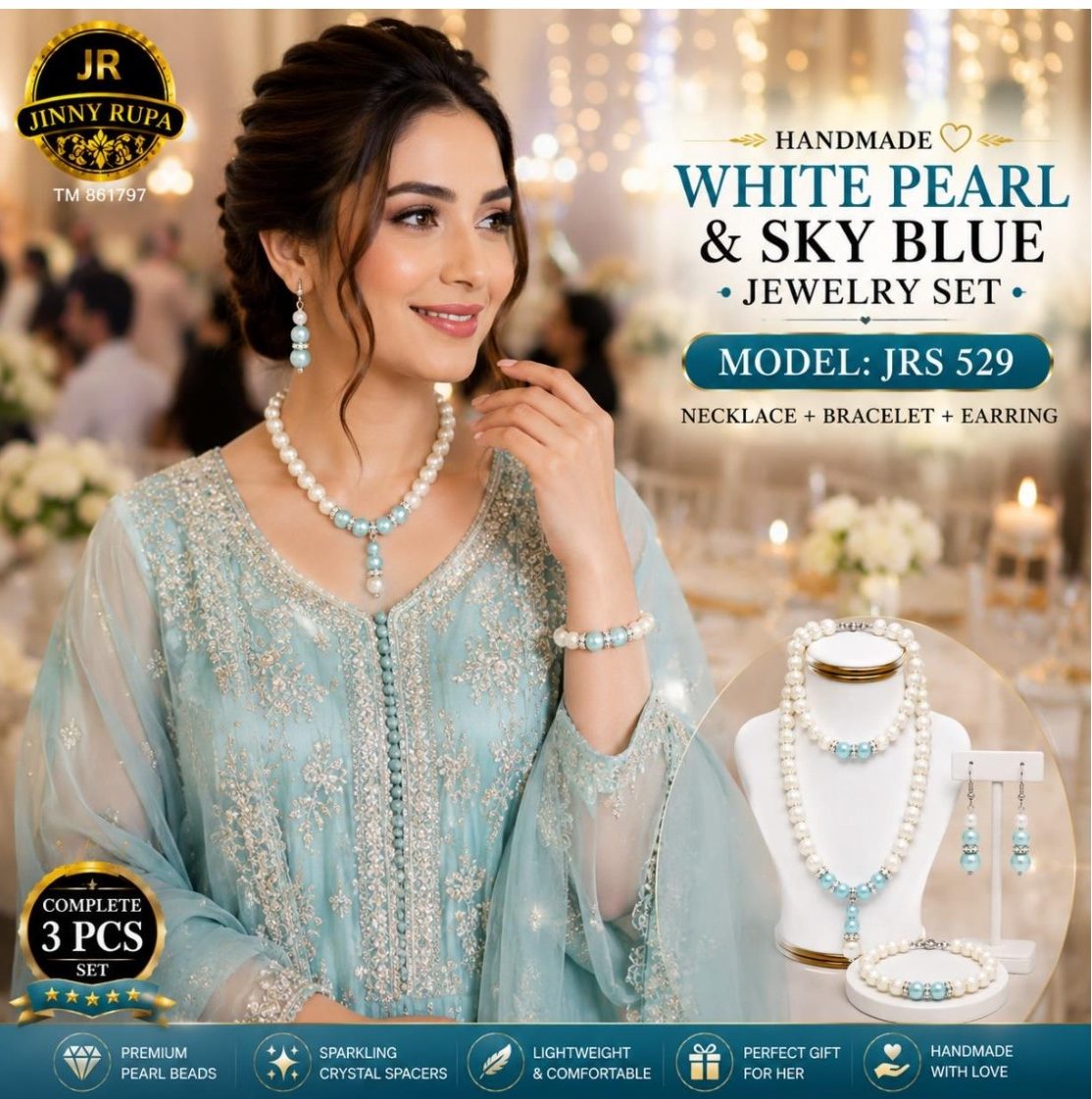 Pearl & Sky Blue Jewelry Set