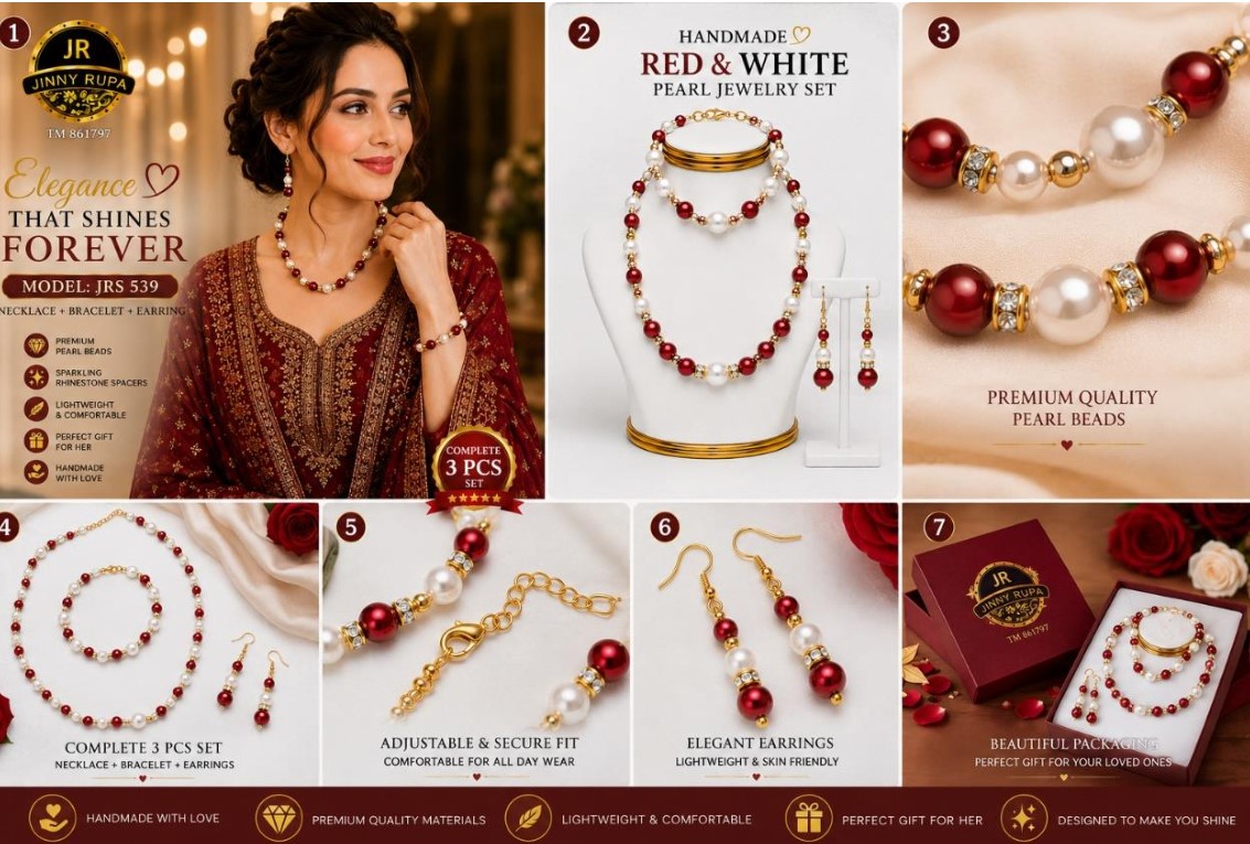 Red & White Pearl Jewelry