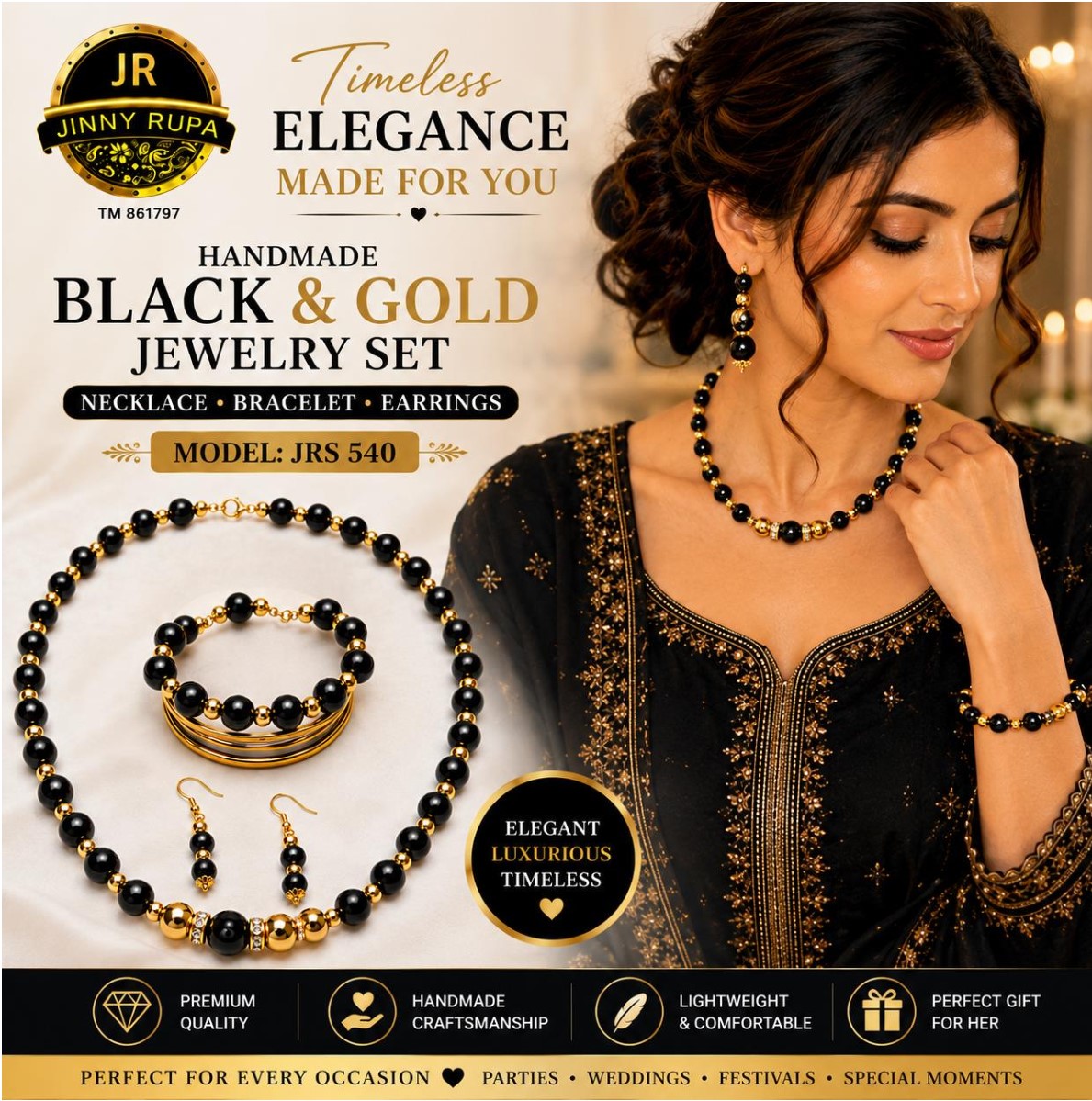Black & Gold Jewelry Set