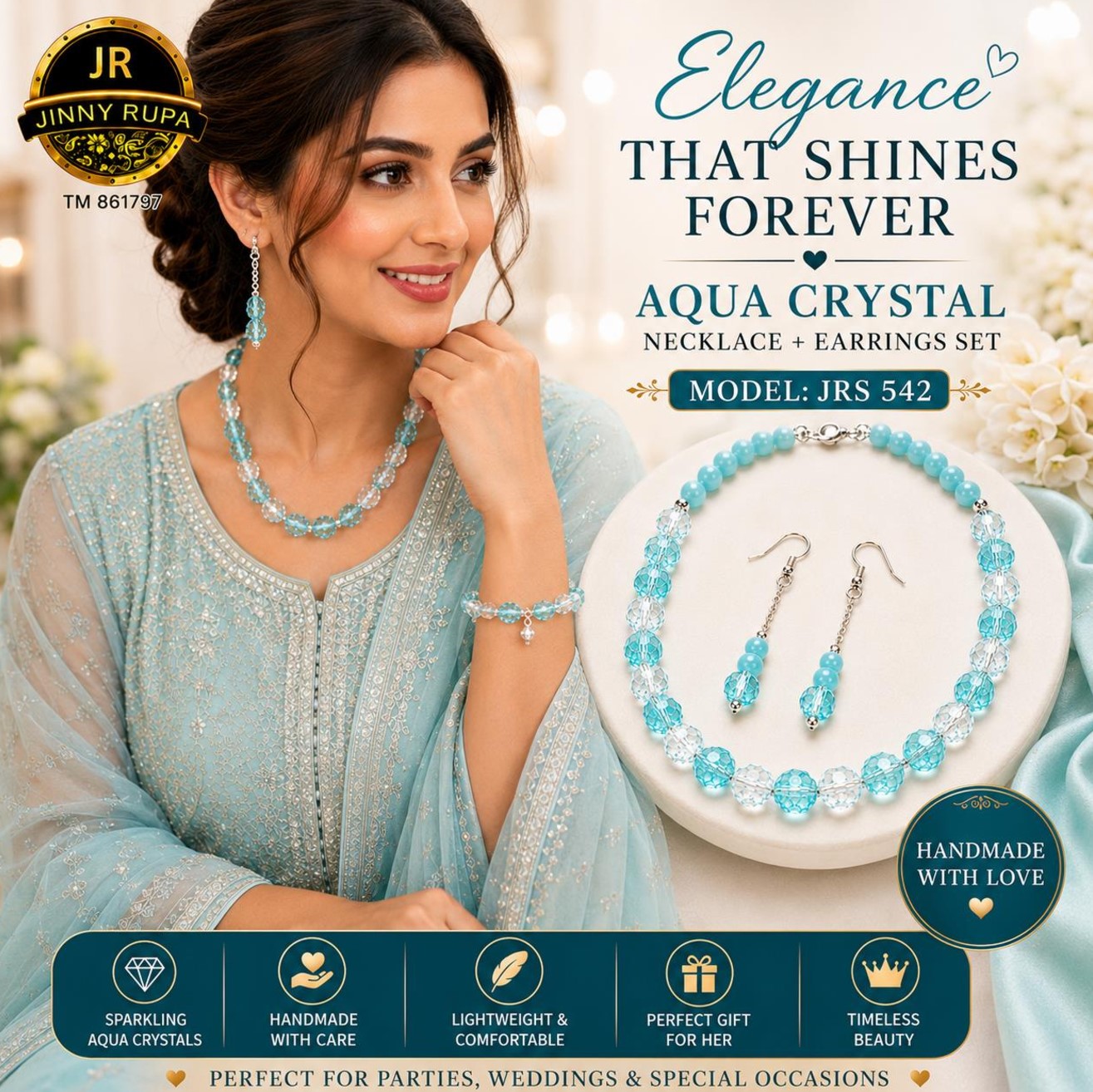Aqua Crystal Jewelry Set