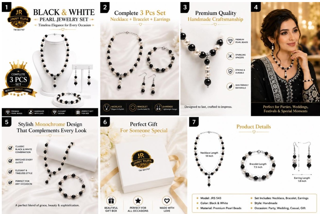 Black & White Pearl Jewelry Set