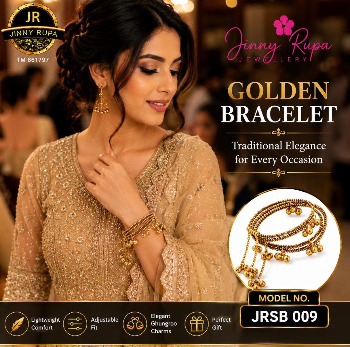 Golden Ghungroo Bracelet